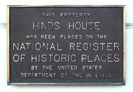 Hinds House National Register of Historic Places Plaque, Santa Cruz, California
